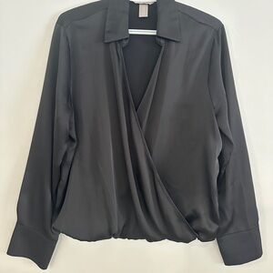 H&M Black Draped Black Blouse